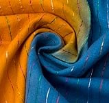 グラデーション金糸入りコットンスカーフ - 水色×山吹 の商品写真