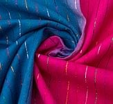 グラデーション金糸入りコットンスカーフ - 水色×ピンクの商品写真