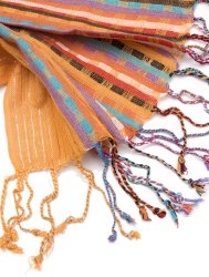 銀糸入りスカーフ - 薄オレンジ系の商品写真