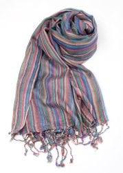 カラフルストライプスカーフ - 薄紫系の商品写真
