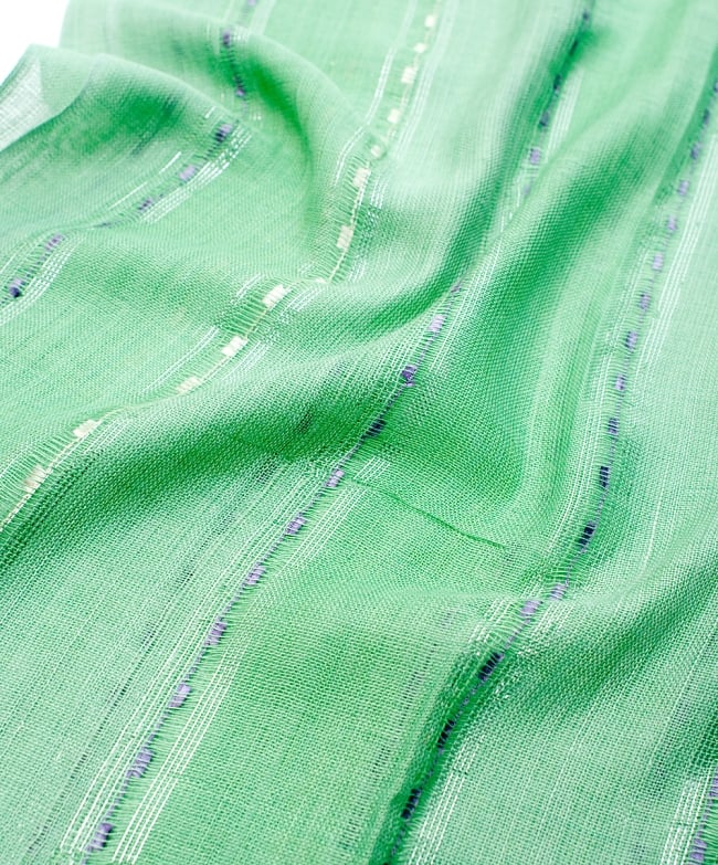 カラフルストライプスカーフ- - 緑系 4 - 色彩豊かなインドらしい綺麗な生地です