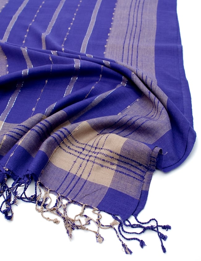 カラフルストライプスカーフ- - 紫系 6 - フチ部分の写真です