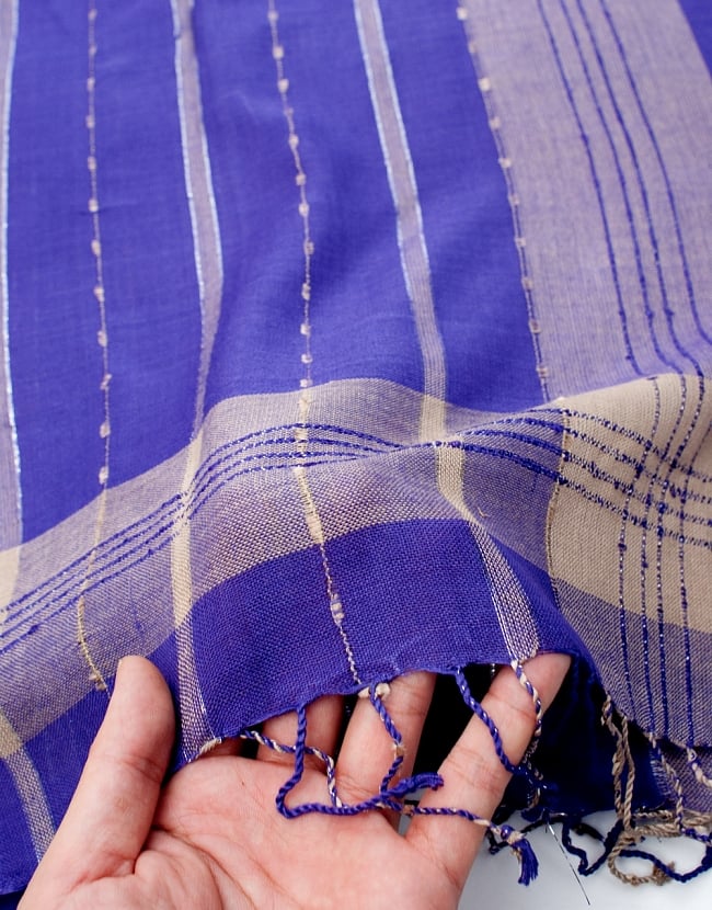 カラフルストライプスカーフ- - 紫系 7 - このような質感になります