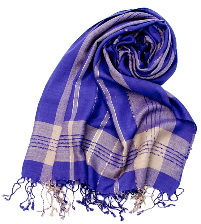 カラフルストライプスカーフ- - 紫系の写真