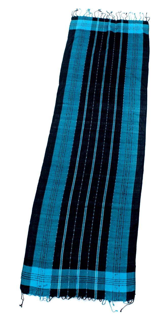 カラフルストライプスカーフ- - 黒×青系 2 - 全体写真です