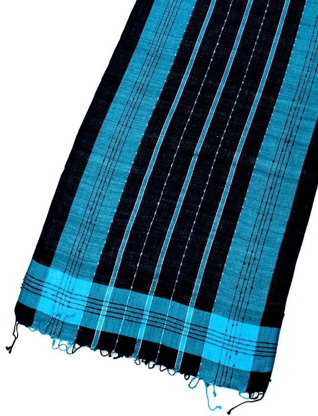 カラフルストライプスカーフ- - 黒×青系 3 - 拡大写真です