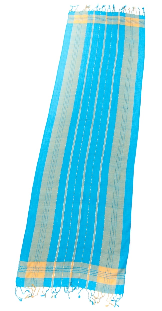 カラフルストライプスカーフ- - 水色×黄色系 2 - 全体写真です