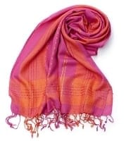 カラフルストライプスカーフ- - ピンク×オレンジ系の商品写真