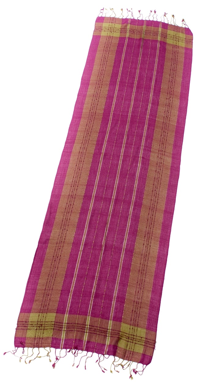 カラフルストライプスカーフ- - 紫×抹茶系 2 - 全体写真です