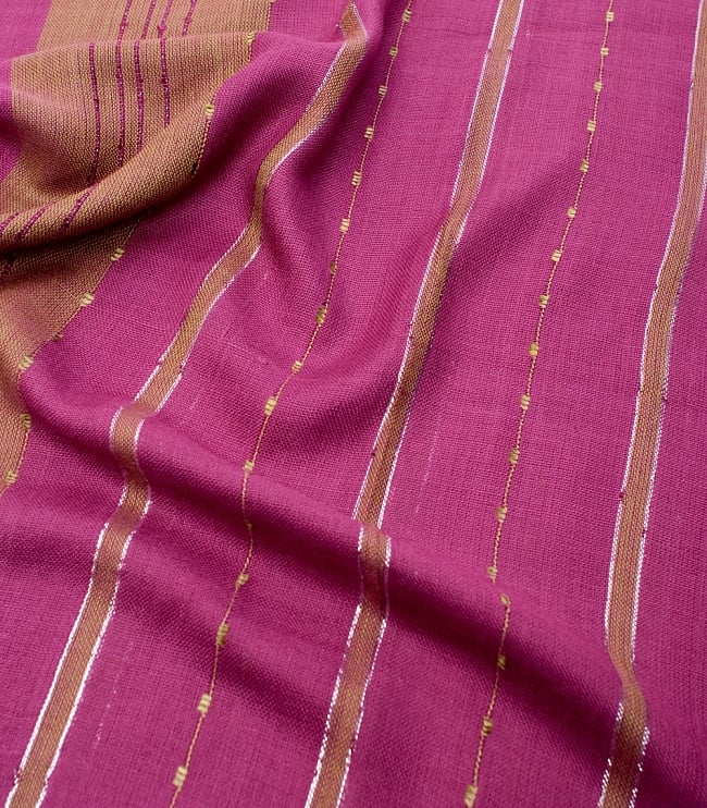 カラフルストライプスカーフ- - 紫×抹茶系 4 - 色彩豊かなインドらしい綺麗な生地です