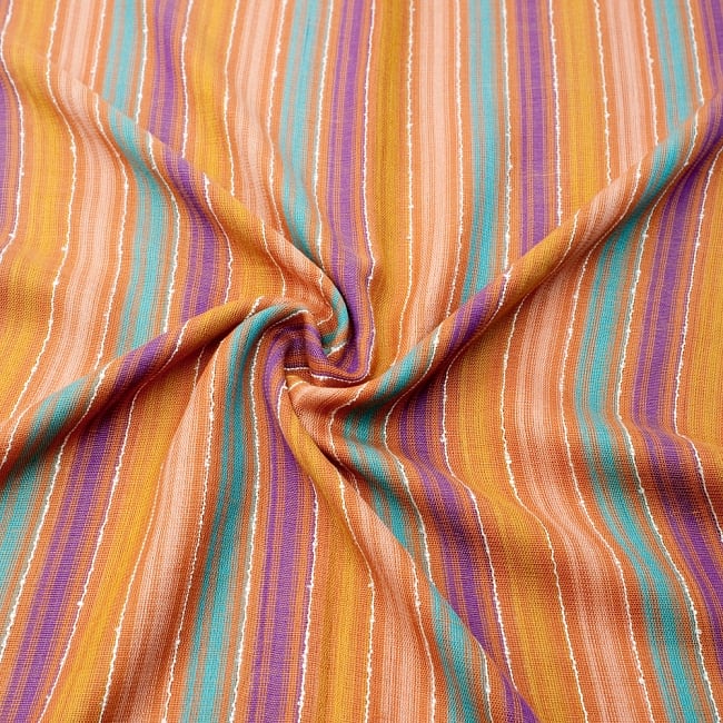 カラフルストライプスカーフ- - オレンジ×黄色×紫×青緑系 5 - ファッション用だけではなくインテリアファブリックとしても