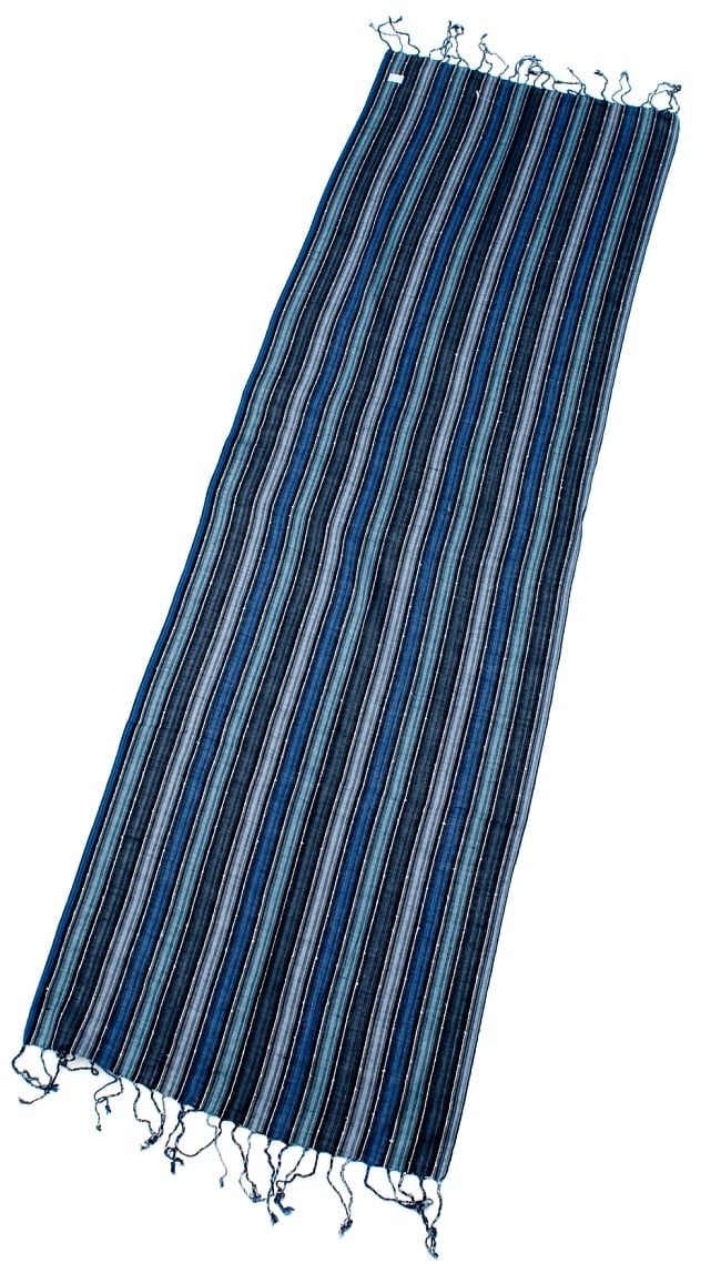 カラフルストライプスカーフ- - 水色×紺×黒系 2 - 全体写真です