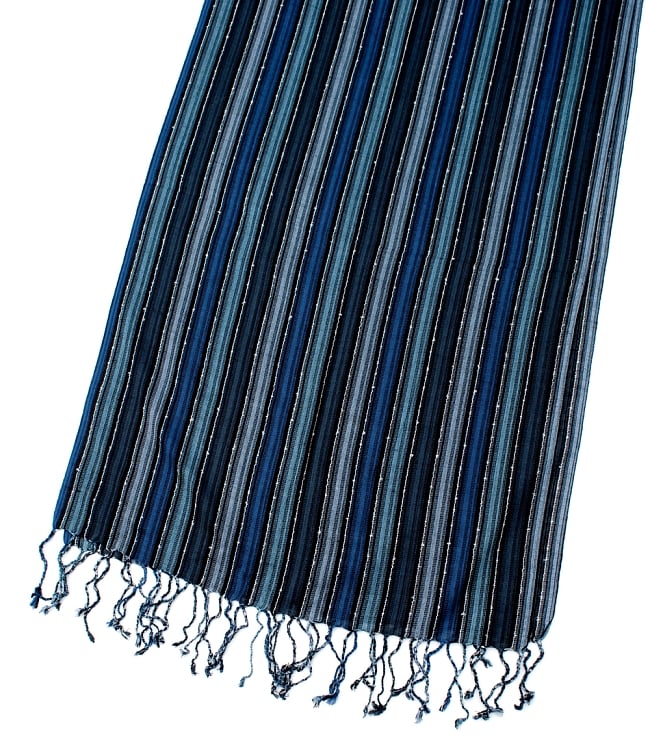 カラフルストライプスカーフ- - 水色×紺×黒系 3 - 拡大写真です