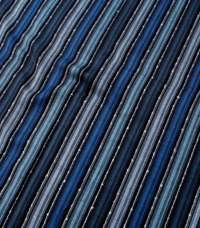 カラフルストライプスカーフ- - 水色×紺×黒系 4 - 色彩豊かなインドらしい綺麗な生地です