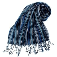 カラフルストライプスカーフ- - 水色×紺×黒系の商品写真