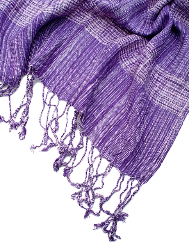 カラフルストライプスカーフ- - 紫系 6 - フチ部分の写真です