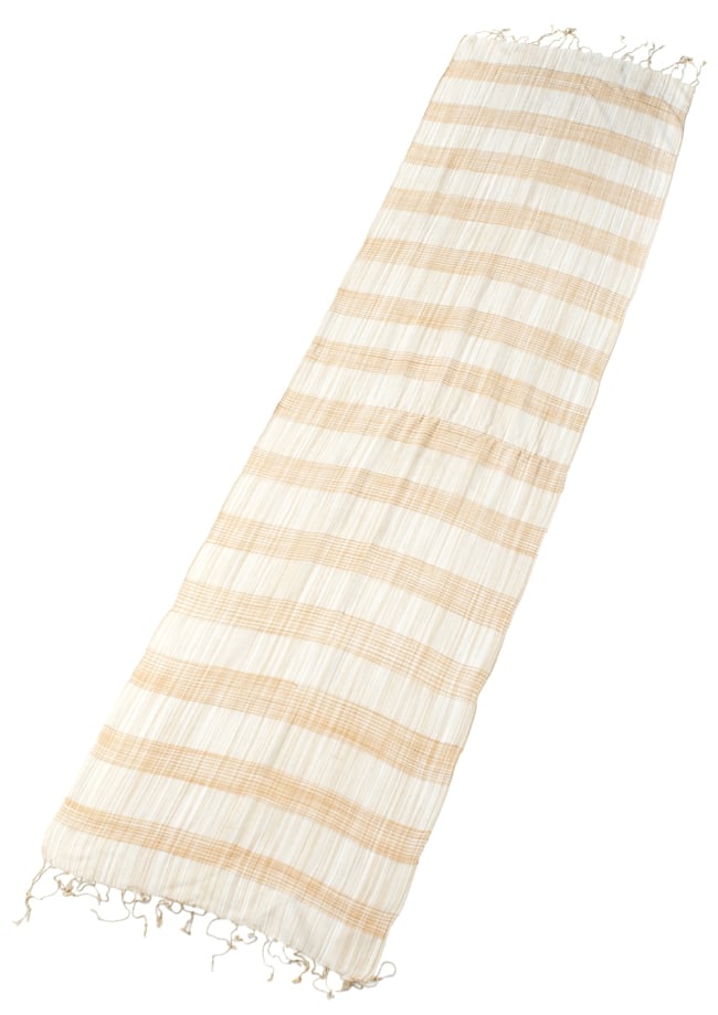 カラフルストライプスカーフ- - 白×山吹系 2 - 全体写真です