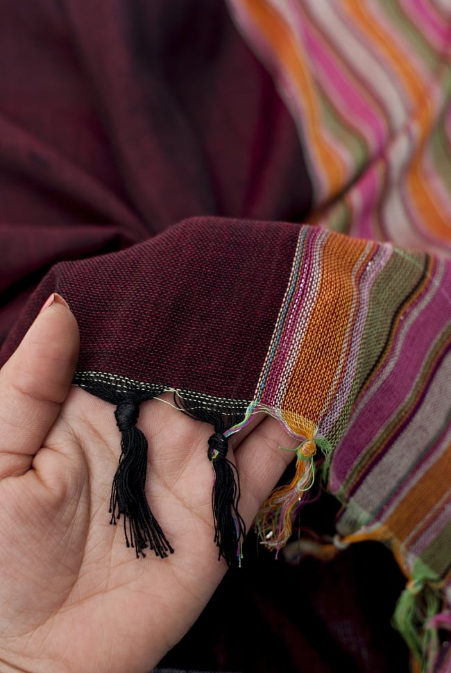 ボーダーストライプストール〔180cm×96cm〕 6 - 若干の透け感のある生地です。