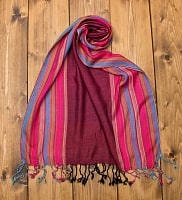 カラフルストライプスカーフ- えんじの商品写真