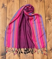 カラフルストライプスカーフ- 赤紫の商品写真