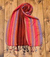 カラフルストライプスカーフ- 赤の商品写真