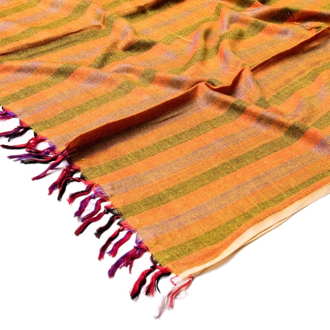 ルンギーのボーダーストール〔200cm×97cm〕オレンジ 5 - 使い勝手の良い大判タイプです