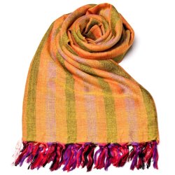 ルンギーのボーダーストール〔200cm×97cm〕オレンジの商品写真