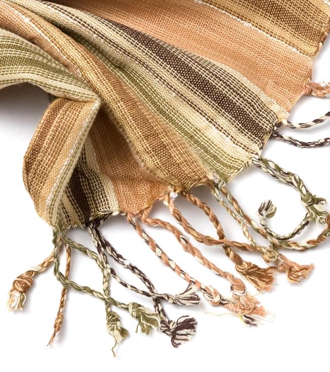 カラフルストライプスカーフ - 薄茶系 4 - フリンジ部分はこんな感じです