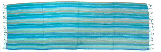 カラフルストライプスカーフ - 薄茶系 6 - 生地を完全に広げてみました(水色系)。