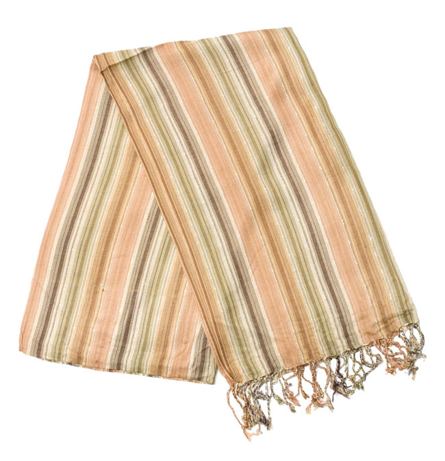 カラフルストライプスカーフ - 薄茶系の写真