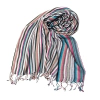 カラフルストライプスカーフ -グレー×マルチ系の商品写真