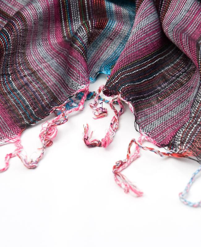 カラフルストライプスカーフ - 紫系 4 - フリンジ部分はこんな感じです。