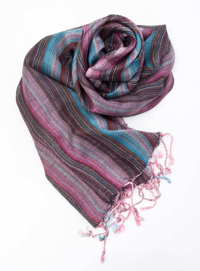 カラフルストライプスカーフ - 紫系の写真