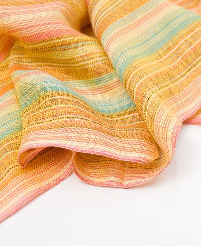 カラフルストライプスカーフ - 黄色系 3 - とても柔らかいビスコース素材です。