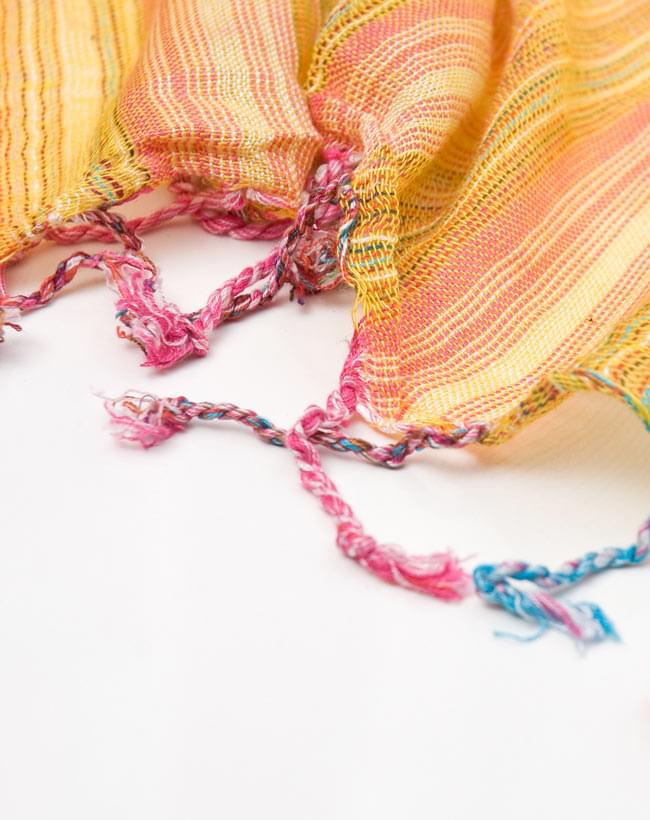 カラフルストライプスカーフ - 黄色系 4 - フリンジ部分はこんな感じです。