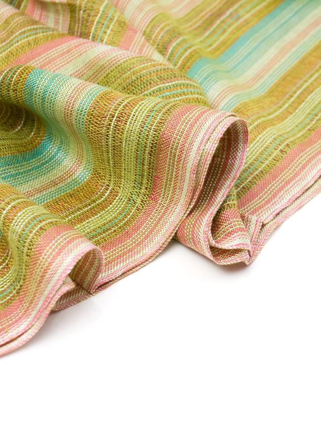 カラフルストライプスカーフ - 緑系 3 - とても柔らかいビスコース素材です。