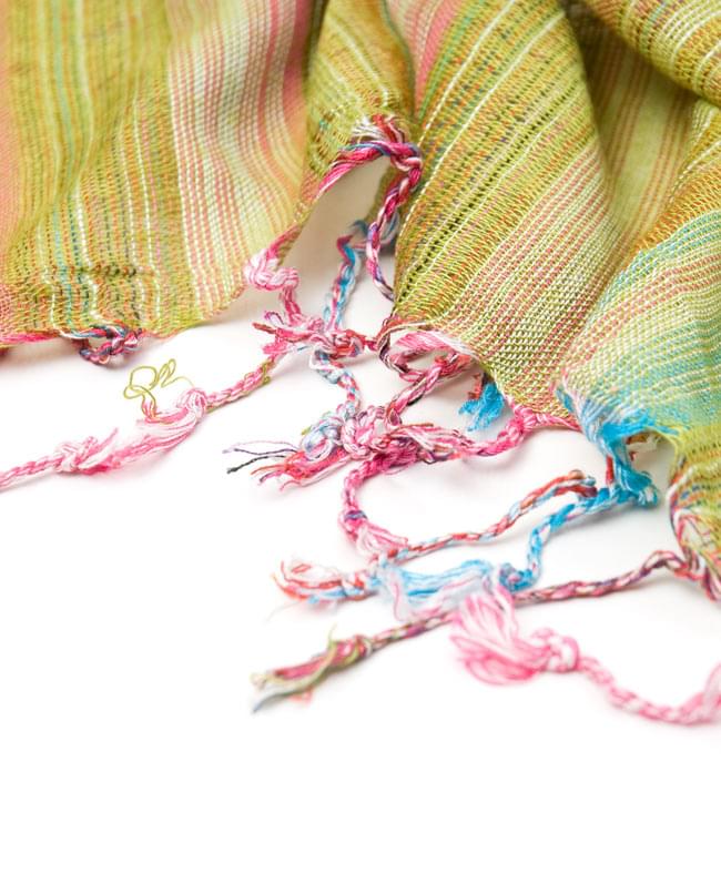 カラフルストライプスカーフ - 緑系 4 - フリンジ部分はこんな感じです。