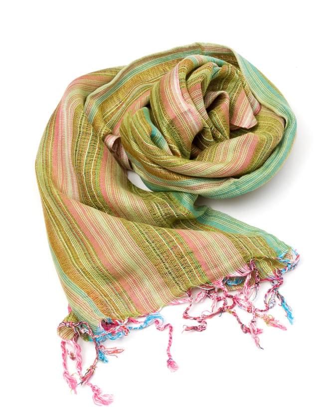 カラフルストライプスカーフ - 緑系の写真