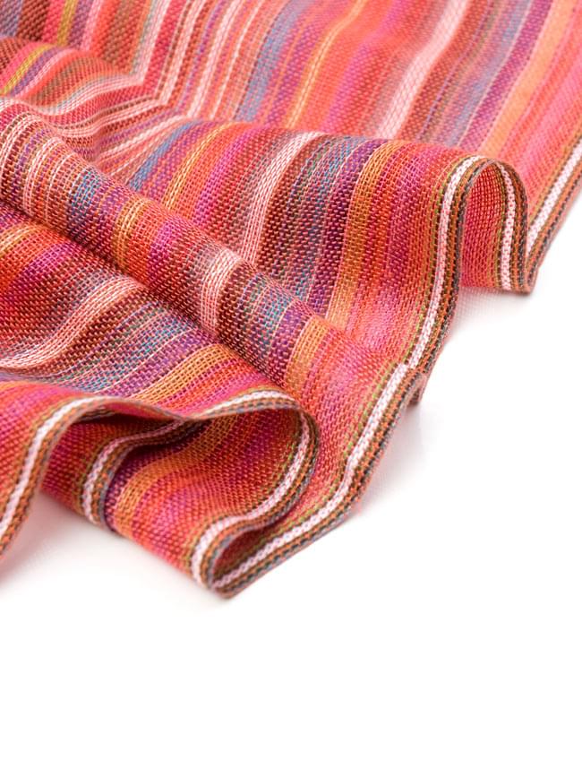 カラフルストライプスカーフ - 朱色系 3 - とても柔らかいビスコース素材です。