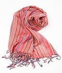 カラフルストライプスカーフ - 朱色系の商品写真
