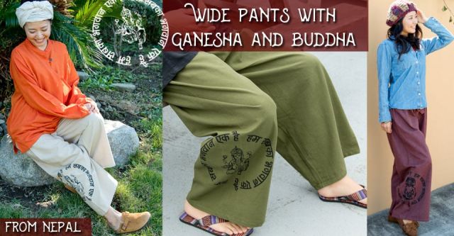 神様プリント・リヴパンツ（ブッダ）の上部写真説明