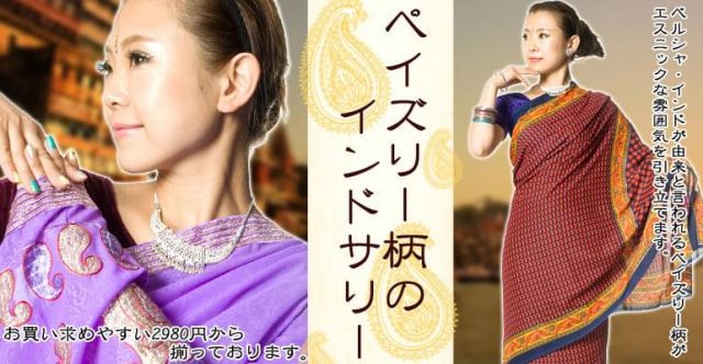 インドサリー【ペイズリー】 全4色の上部写真説明