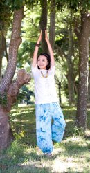 タイダイレーヨンアラジンパンツ　水色の商品写真