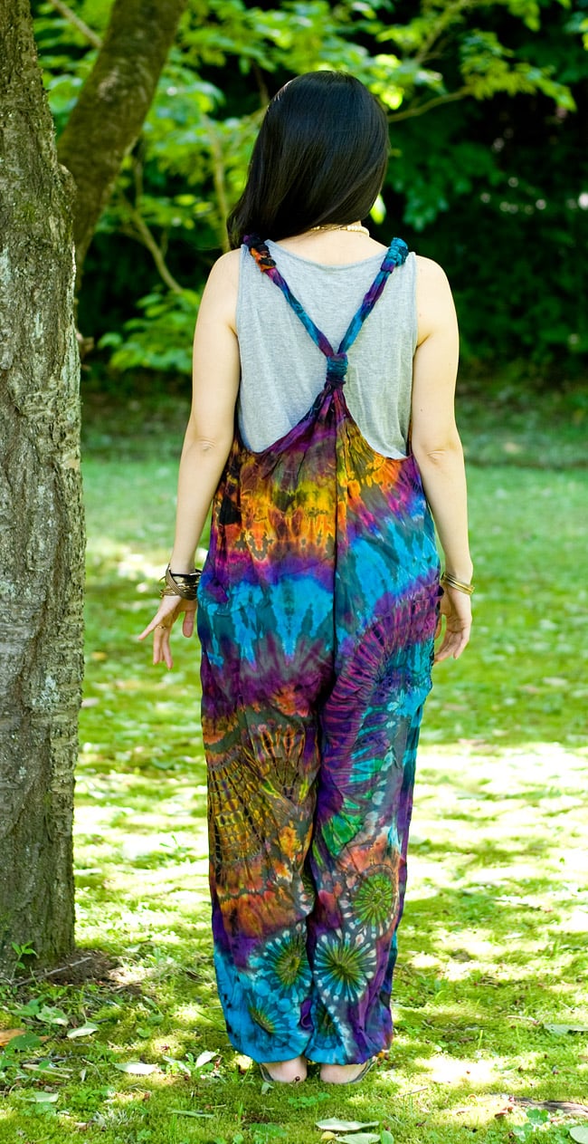 タイダイロングサロペット 【黒×茶系】 5 - 後ろ姿です。肩紐が可愛いですね!