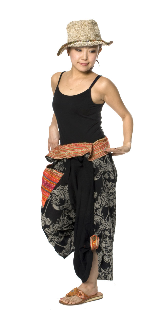 タイパンツ2本組　サルエルパンツ ワイドパンツ メンズ イージーパンツ サルエルパンツ クロップドパンツ ストライプ リラックス ウェストゴム タイパンツ 七分丈 リネン風パンツ