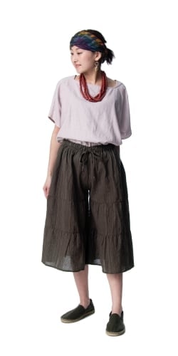 コットン素材のティアードフレアパンツ【ミディアム丈】 - サブ3