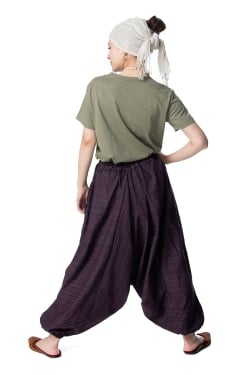 ストライプ織りのコットンモモンガパンツ - サブ5