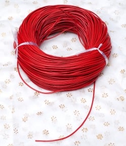 牛革紐 切り売り - 太さ:2mm〔赤〕 - サブ5