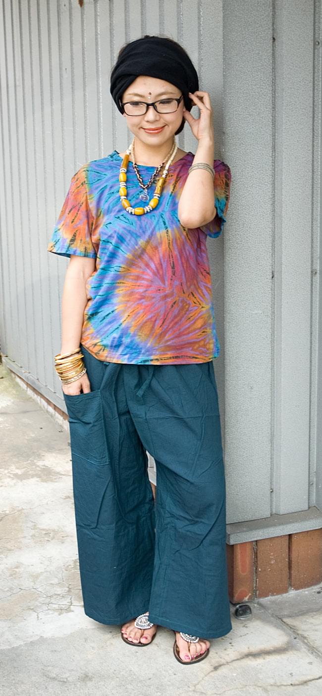 とっても簡単！ラクチン！タイパンツ 【ネイビーグレー】 の通販