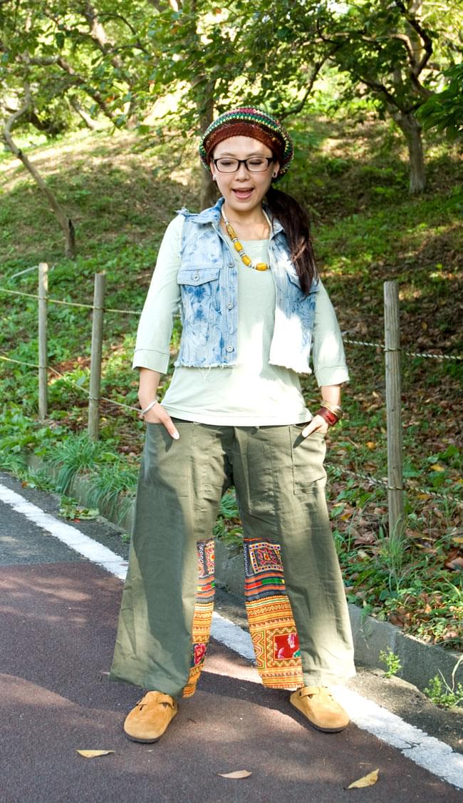 モン族刺繍のタイパンツ 【カーキ】 の通販 - TIRAKITA.COM 